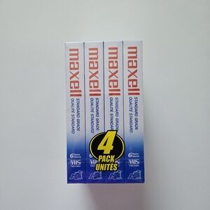 Maxell T-120 6-Hour Standard-Grade VHS Blank Video Cassette SEALED 4 PACK
